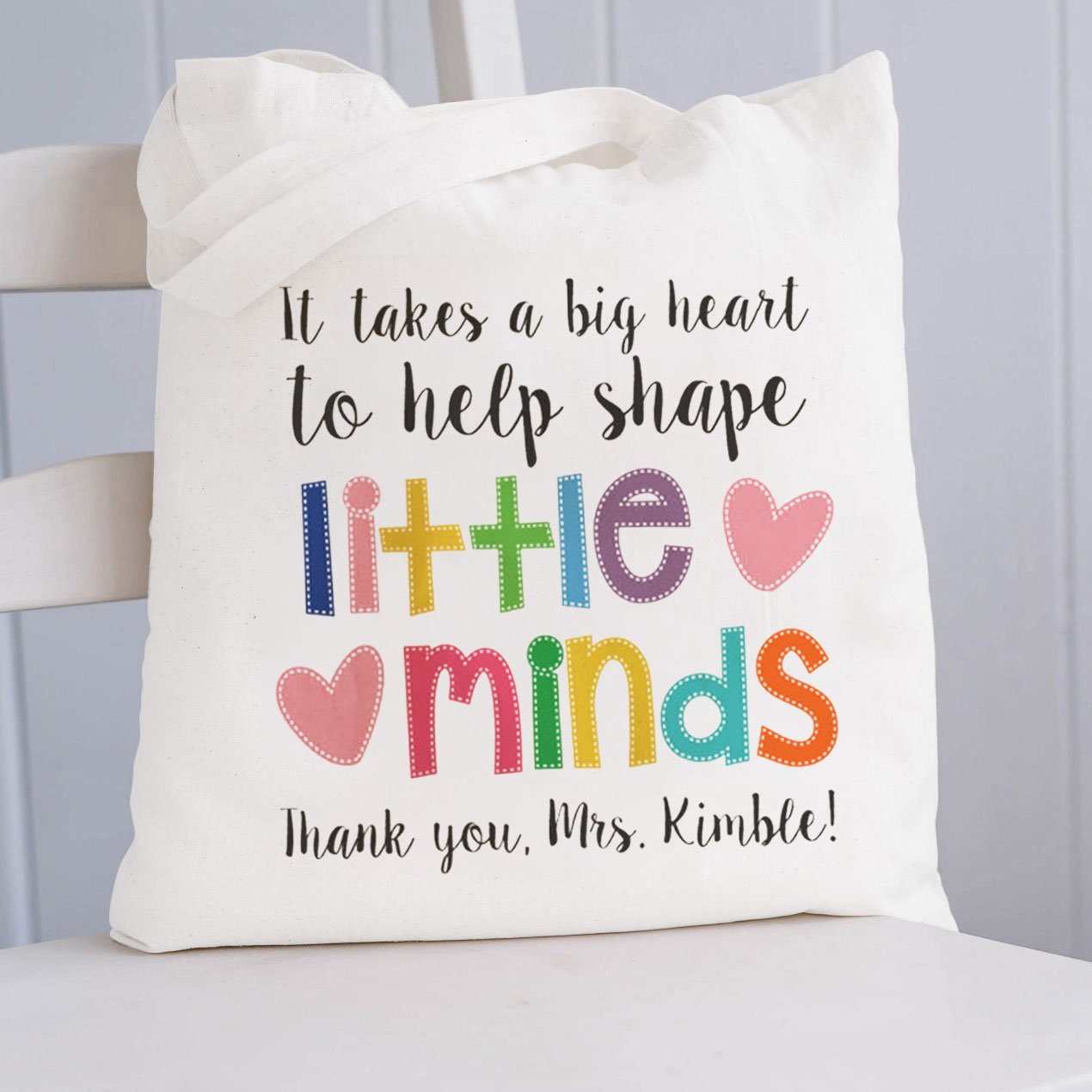 Personalized It Takes A Big Heart To Help Shape Little Minds Teacher Tote Bag - Image 3