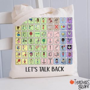 Let's Talk Back AAC Teacher Tote Bag