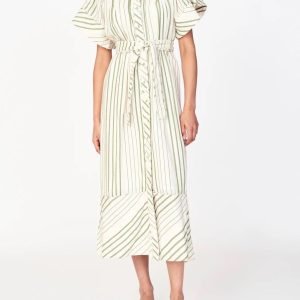 Mirth Vienna Pintuck Dress in Garden Stripe